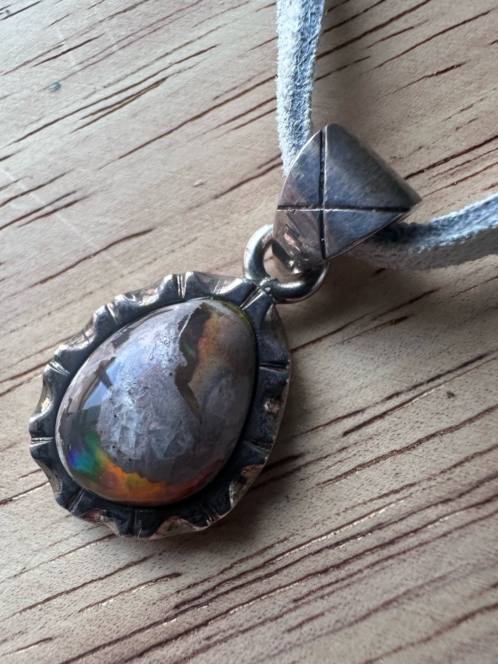 VINTAGE STERLING SILVER CANTERA OPAL IN MATRIX PENDANT “FIRE FLASH” - Picture 5 of 5